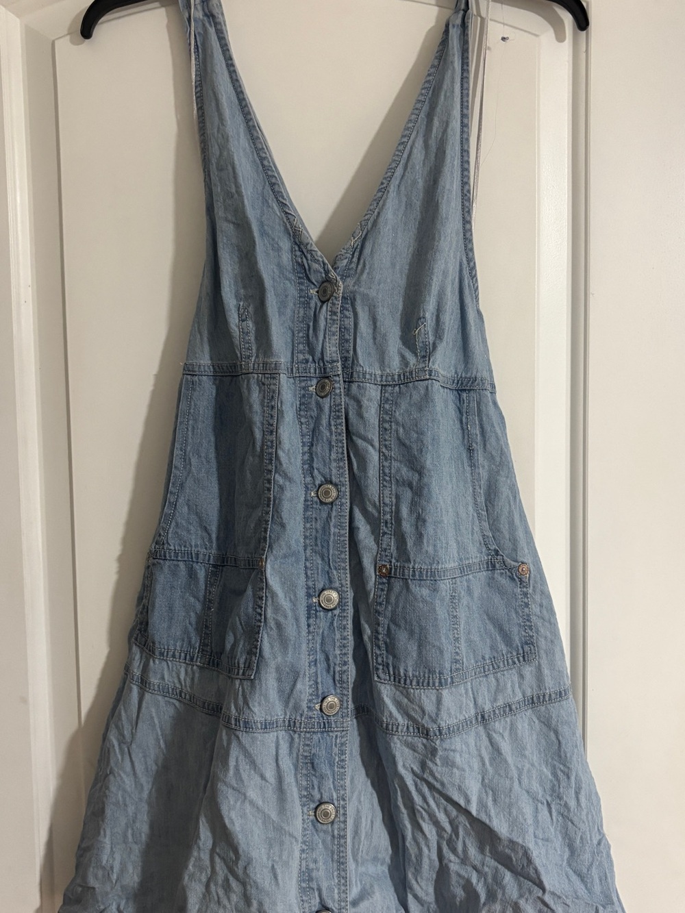 We The Free Light Blue Denim Button-Front Midi Dress